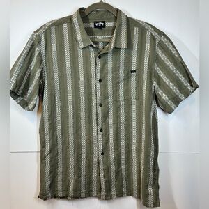 Billabong Men’s Striped Button Front Shirt Green White